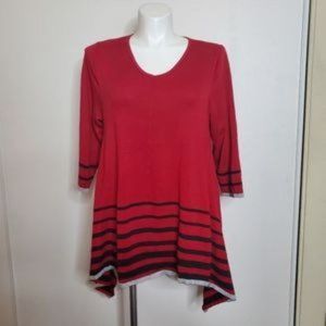 Red V-neck sweater